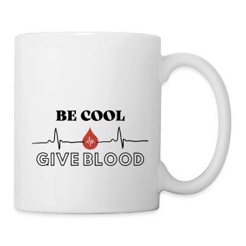 BE COOL GIVE BLOOD mit Herzschlag - Tasse - Weiß - Rechts
