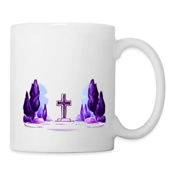 Kreuz zwischen Bäumen - Tasse - Weiß - Rechts