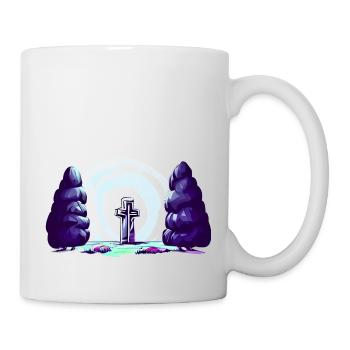 Kreuz zwischen Bäumen - Tasse - Weiß - Rechts