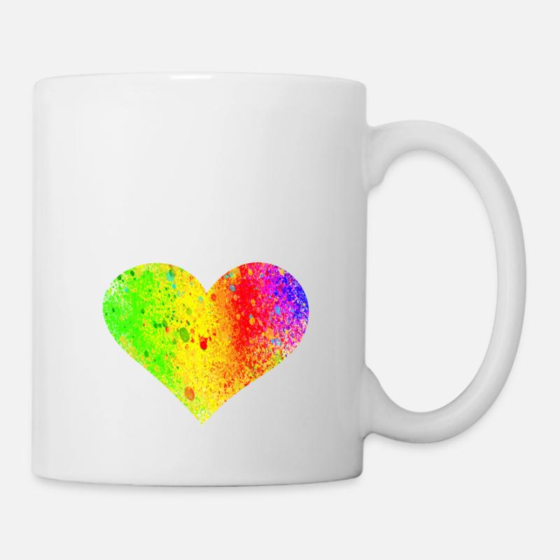 Regenbogen Herz - Tasse - Weiß