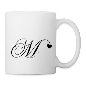 Letter m calligraphy heart - Mug - white - Right