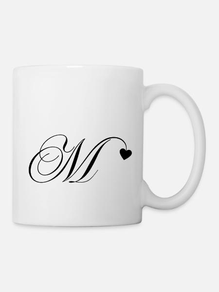 Letter m calligraphy heart - Mug - white