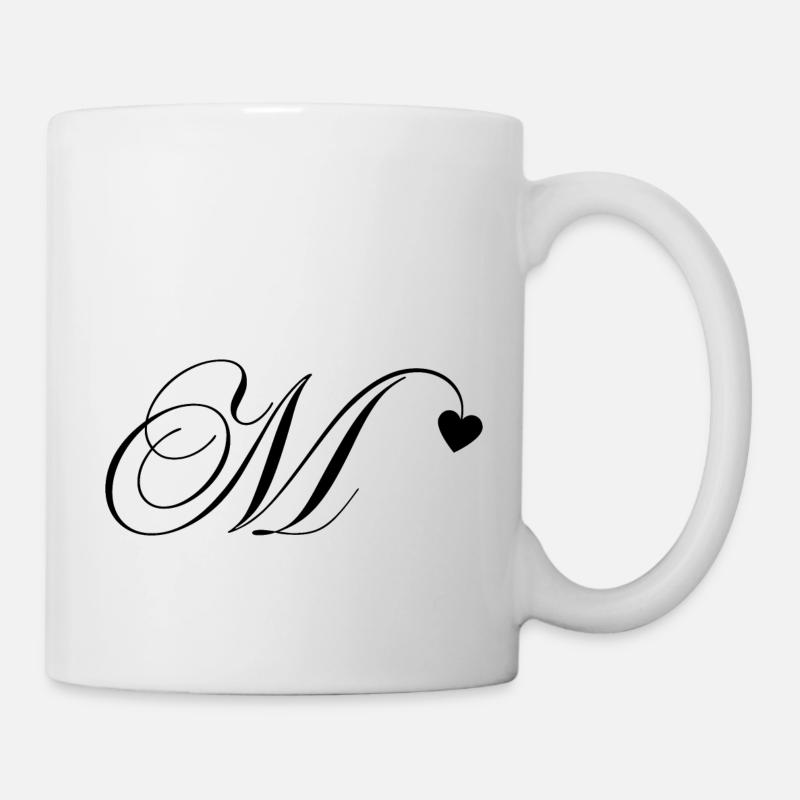 Buchstabe m Kalligraphie Herz - Tasse - Weiß