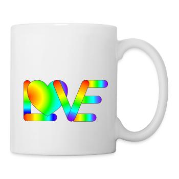 Love in Regenbogen Farben - Tasse - Weiß - Rechts