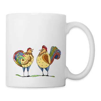 Henne und Hahn - Tasse - Weiß - Rechts