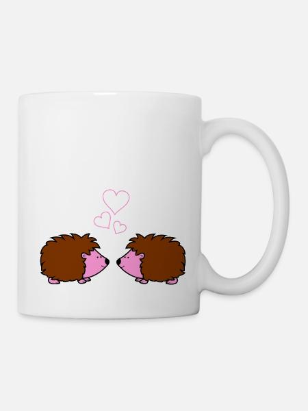 igel verliebt - Tasse - Weiß