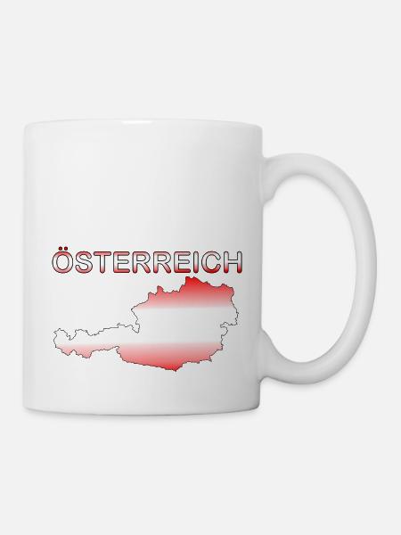 Österreich Karte Schrift - Tasse - Weiß