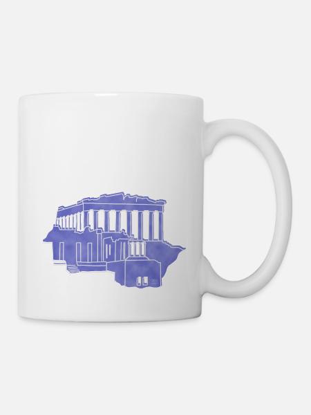 "Akropolis", Boho Line Art Design, Serie "Greece" - Tasse - Weiß