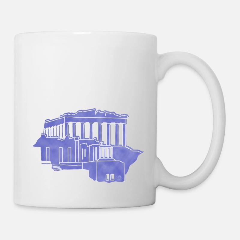 "Akropolis", Boho Line Art Design, Serie "Greece" - Tasse - Weiß