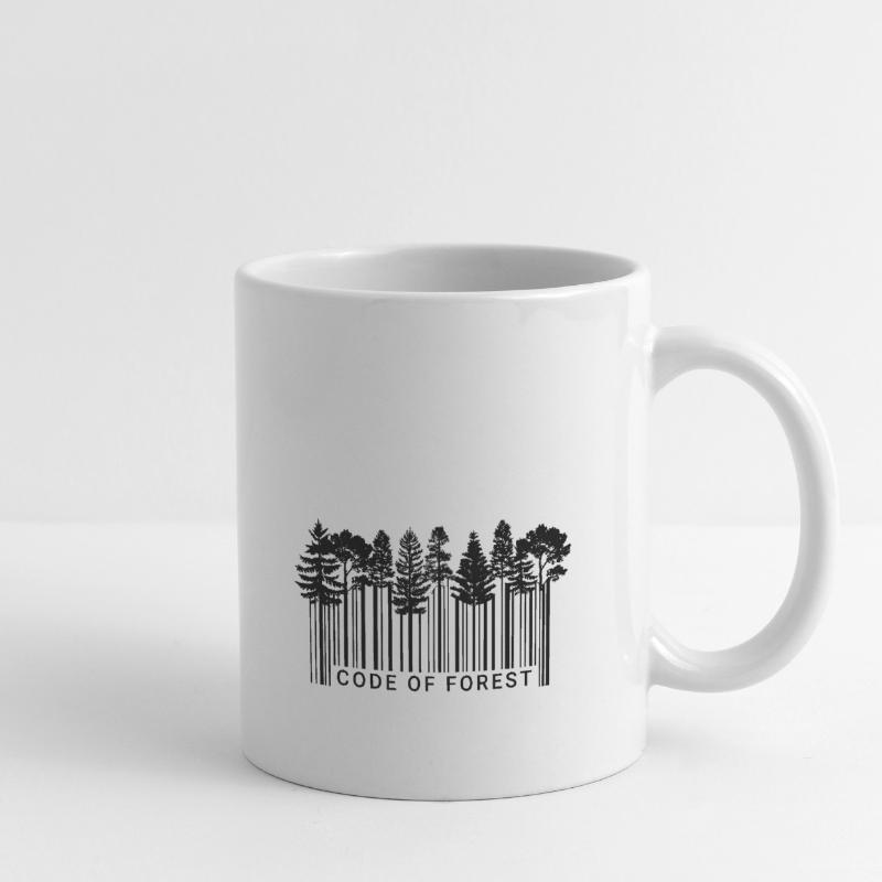 Code à barres Forest Nature Code Trees Schwarz_2 Mug blanc