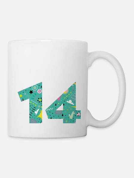 Personalisierte 14 Jubiläumsnummer - Tasse - Weiß