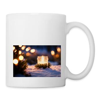Bougie de verre dans la neige - Mug blanc - blanc - Droite