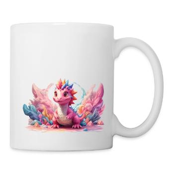 Niedlicher Drache, bunt, Fantasy, Kind, Geschenk - Tasse - Weiß - Rechts