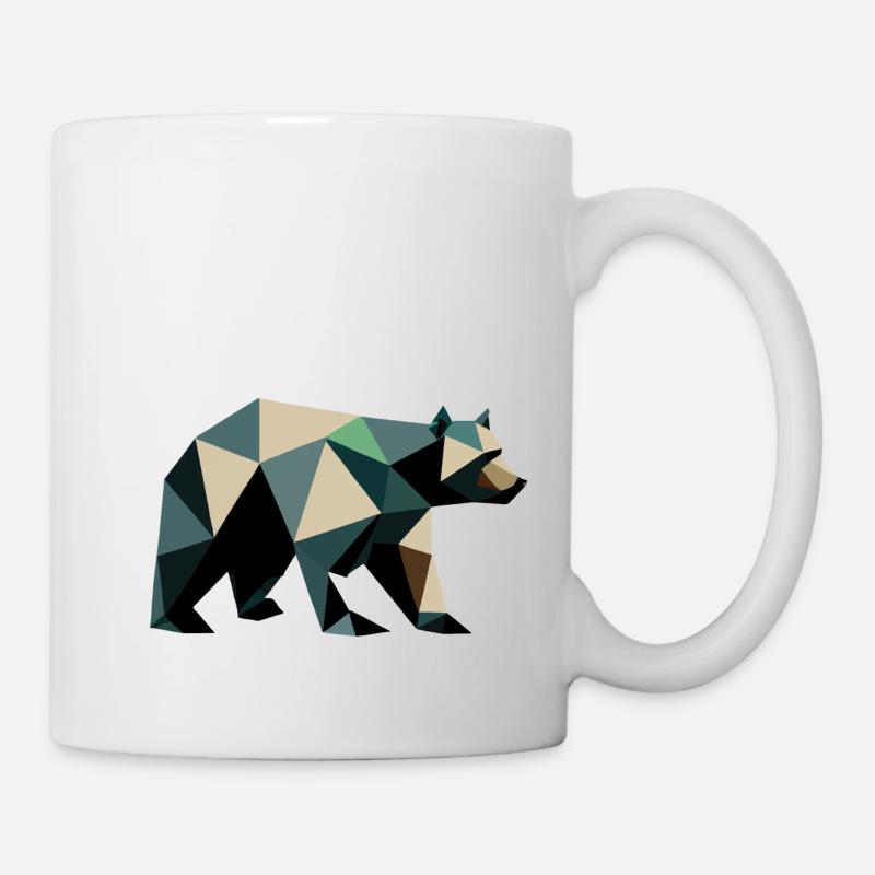 Bär Polygon Eckig Wandern Bäume Tier Wildnis Natur - Tasse - Weiß