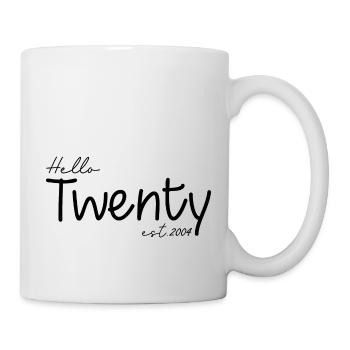 Celebrate 20th Bday - Hello Twenty est 2004 - Mug - white - Right
