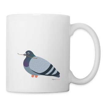 Pigeon with a branch in its beak - Mug - white - Right