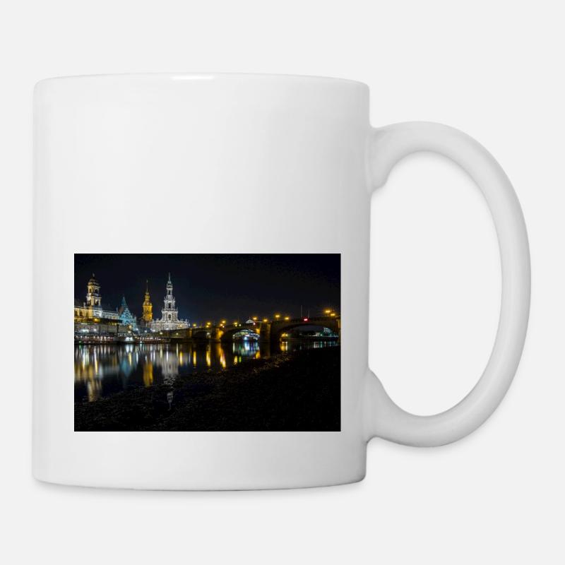 Dresden bei Nacht - Tasse - Weiß