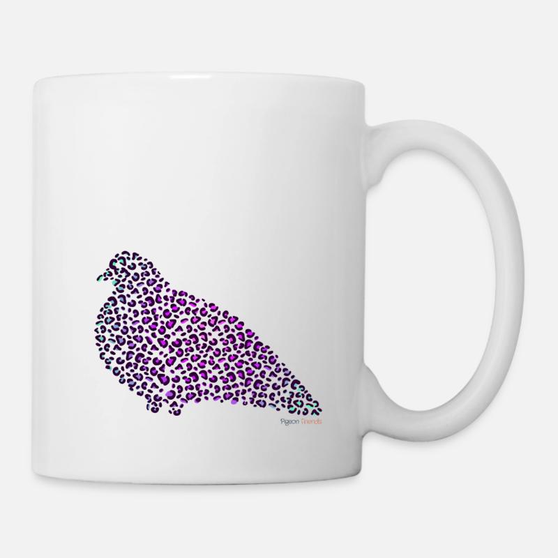 Leo Pattern and Doves - Pigeon Flair in Purple - Mug - white