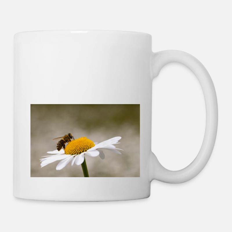 Marguerite avec abeille - Mug blanc - blanc