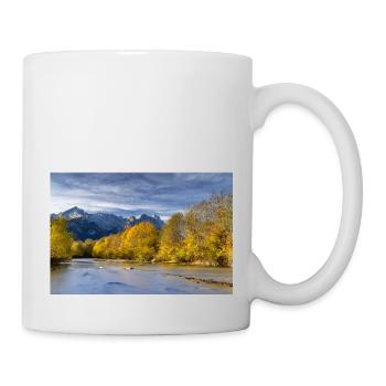 Autumn atmosphere on the Loisach with the Zugspitze - Mug - white - Right