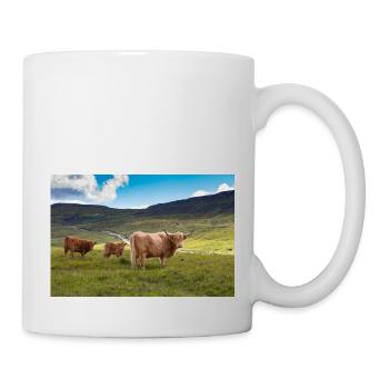 Schottische Hochlandrinder - Tasse - Weiß - Rechts