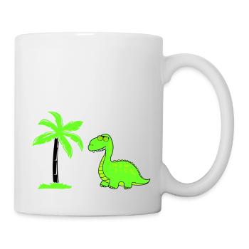dinosaurier palme 02 - Tasse - Weiß - Rechts