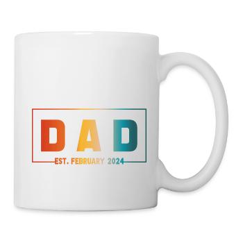 Papa Est. Februar 2024 Erwarten Baby 2024 Papa Retro - Tasse - Weiß - Rechts