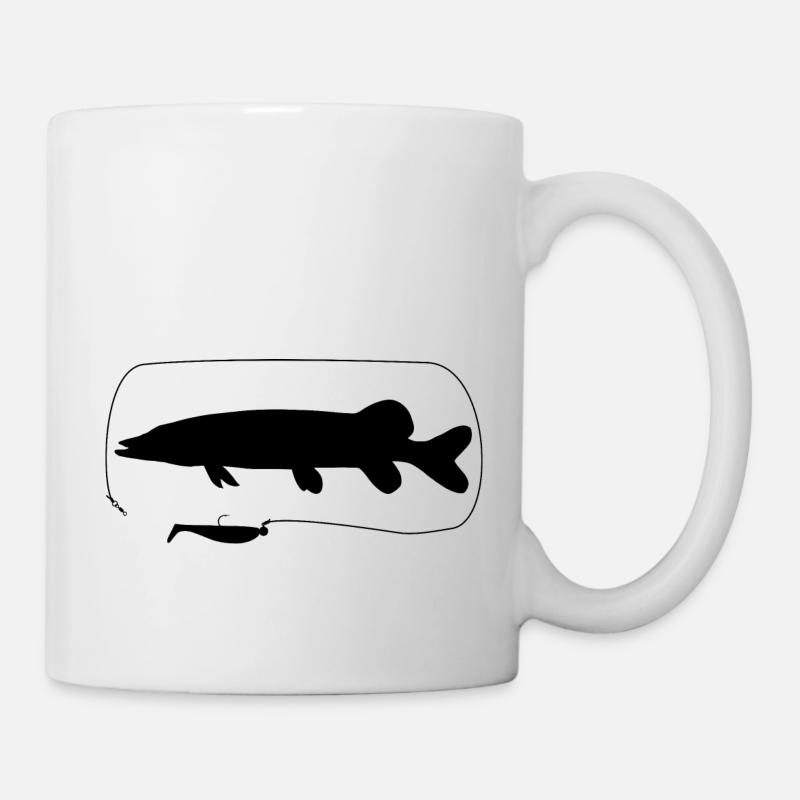 Hecht mit Gummifisch - Tasse - Weiß