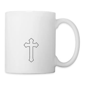 Herzschlag Kreuz Einfaches Christliches Design - Tasse - Weiß - Rechts