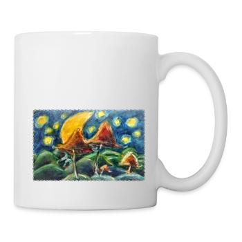Montagnes et champignons Graphiques Pastels à l’huile - Mug blanc - blanc - Droite