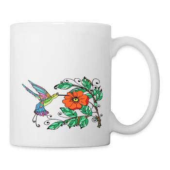 Bunter Vogel - Tasse - Weiß - Rechts