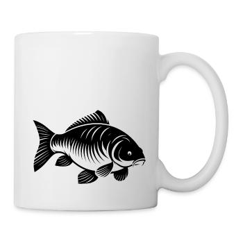 Karpfen schwarz-weiß - Tasse - Weiß - Rechts
