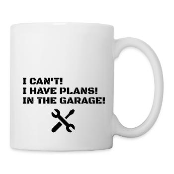 Je ne peux pas avoir de plans dans le garage pour la fête des pères - Mug blanc - blanc - Droite