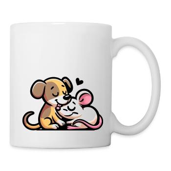 Câlin Chien Et Souris Amoureux - Mug blanc - blanc - Droite