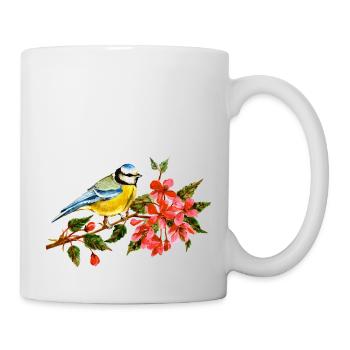 Bunter Vogel - Tasse - Weiß - Rechts