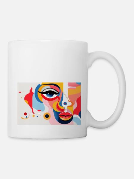 Abstract and surrealist portrait of the face. - Mug - white