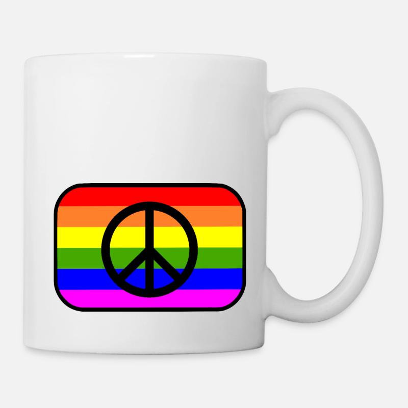 Signe de paix sur la bannière arc-en-ciel LGBT - Mug blanc - blanc