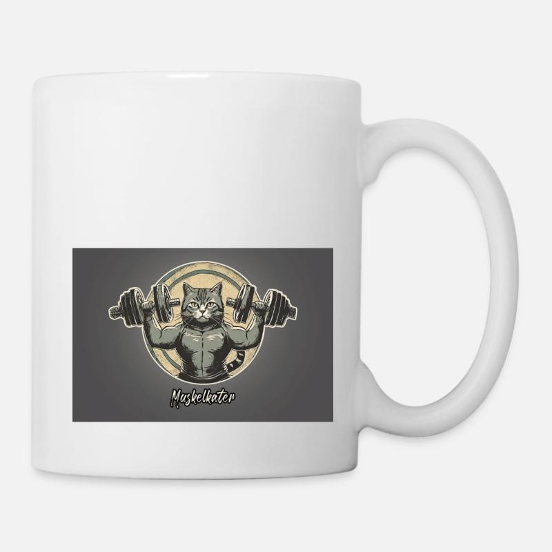 Jeu de mots ambigu sur l’expression allemande - Muskelkater - Mug blanc - blanc