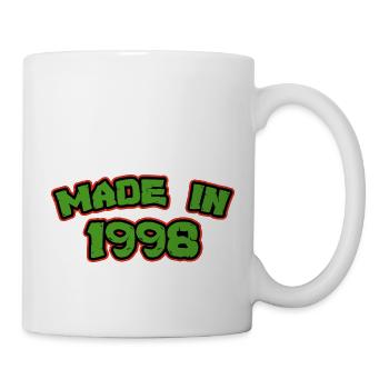 Hergestellt im Jahr 1998 Retro 90er Jahre. Für Personen ab Jahrgang 1998 - Tasse - Weiß - Rechts
