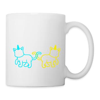 Einhörner Katzen Retro Vintage 80er 90er Katze - Tasse - Weiß - Rechts