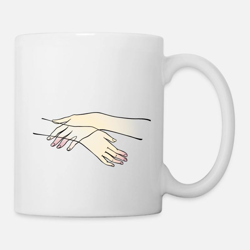 crossing Hands colored Illu ArtelleDesign - Tasse - Weiß