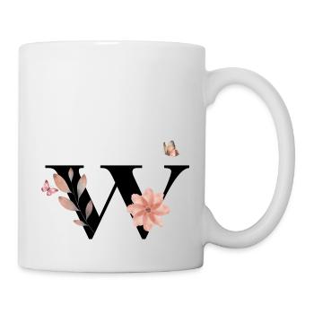 Buchstabe w Wildblumen Aquarelle - Tasse - Weiß - Rechts