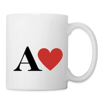 Roter Herz-Buchstabe - Tasse - Weiß - Rechts