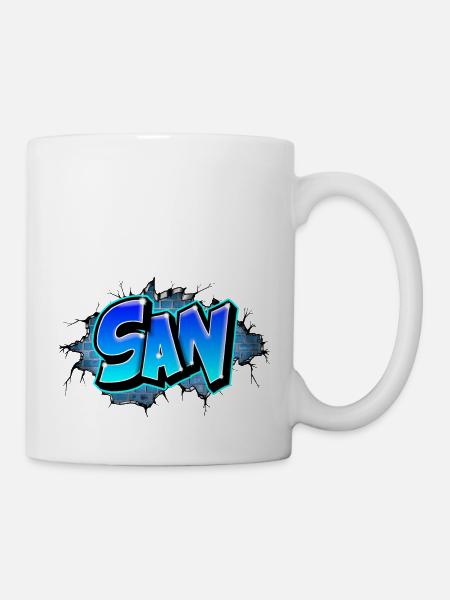 Graffiti SAN printed on t-shirts, caps, bags... - Mug - white