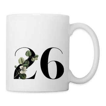 Nummer 26 Blumengrün -26. Blumengeburtstag - Tasse - Weiß - Rechts