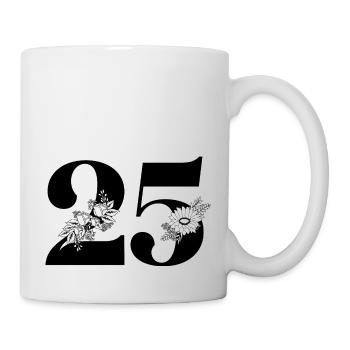 Numéro 25 floral noir -25e anniversaire floral - Mug blanc - blanc - Droite