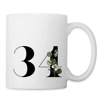 Number 34 Floral Green - 34th Floral Birthday - Mug - white - Right