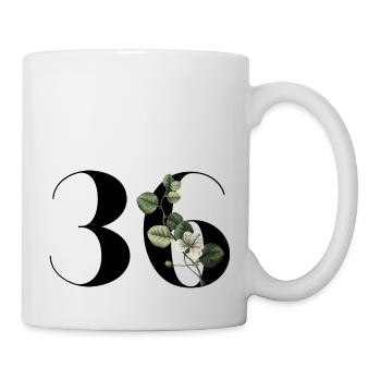 Nummer 36 Blumengrün - 36. Blumengeburtstag - Tasse - Weiß - Rechts