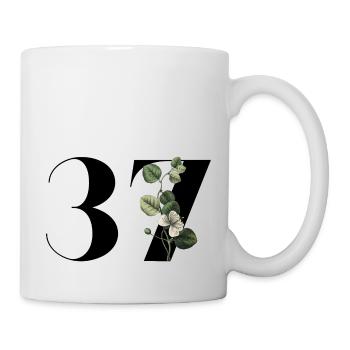 Nummer 37 Blumengrün - 37. Blumengeburtstag - Tasse - Weiß - Rechts