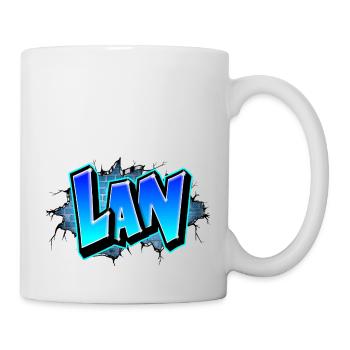 Graffiti Lan Blaue Ziegel Risse - Tasse - Weiß - Rechts